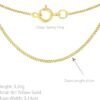 women's 9 ct gold 1.4 mm diamond cut curb chain necklace