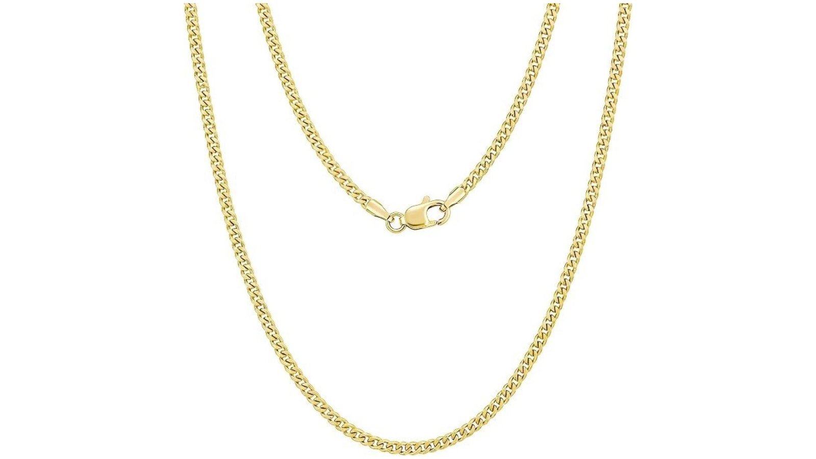 24" hollow 9ct gold chain curb chain necklace 1.8mm yellow gold necklace for women & men with jewellery gift box