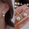 Criss Cross pattern Daily wear Stud Earrings for women Zircon Alloy Stud Earring na korean diamond cross pearl stud earrings 2 pcs set exotique original imagq8ggebmn8zz8
